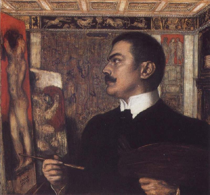 Franz von Stuck Self-Portrait at the Easel